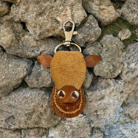 Recycled Leather Animal Head Keyring - Choice of Design