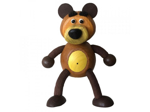 Wooden Figure on a Spring - Brown Bear