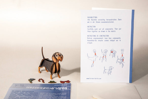 Dachshund 3D decorative greeting card