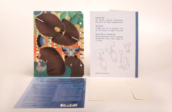 Bear with Peace Dove 3D decorative greeting card