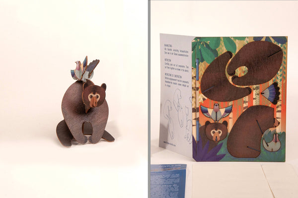 Bear with Peace Dove 3D decorative greeting card