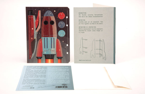 Rocket 3D decorative greeting card