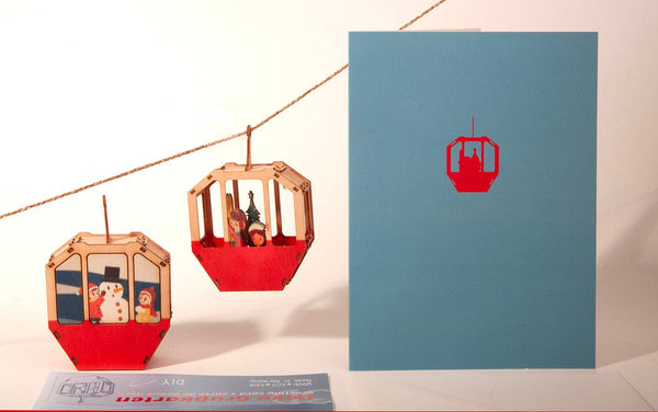 Cable Car 3D decorative greeting card