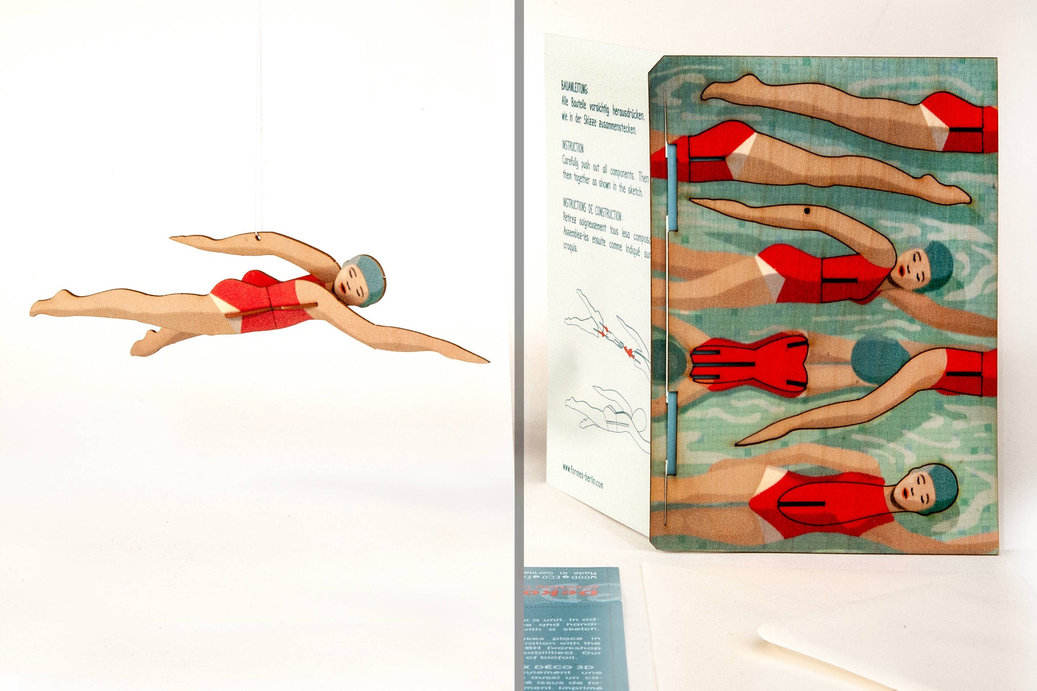 Wild Swimmer 3D decorative greeting card