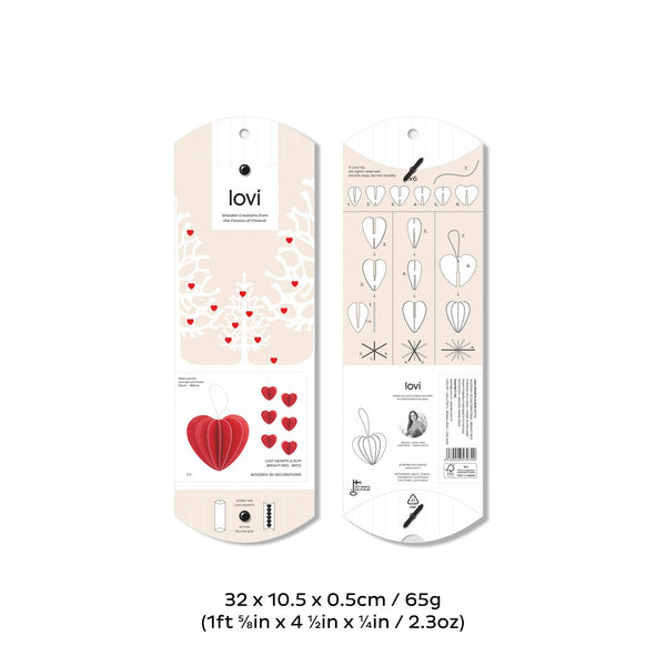 Heart 4.5cm (6 pack) - Bright Red