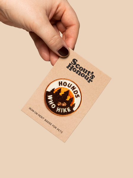 Hounds Who Hike iron-on patch for dogs