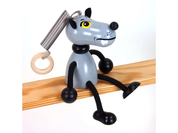 Wooden Figure on a Spring - Wolf