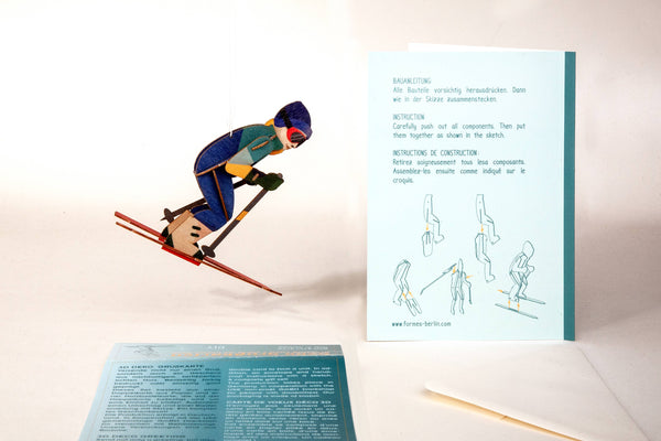 Skier 3D deco greeting card
