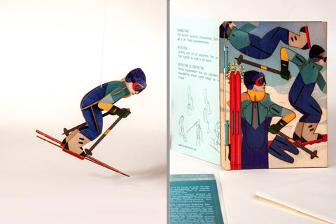 Skier 3D deco greeting card