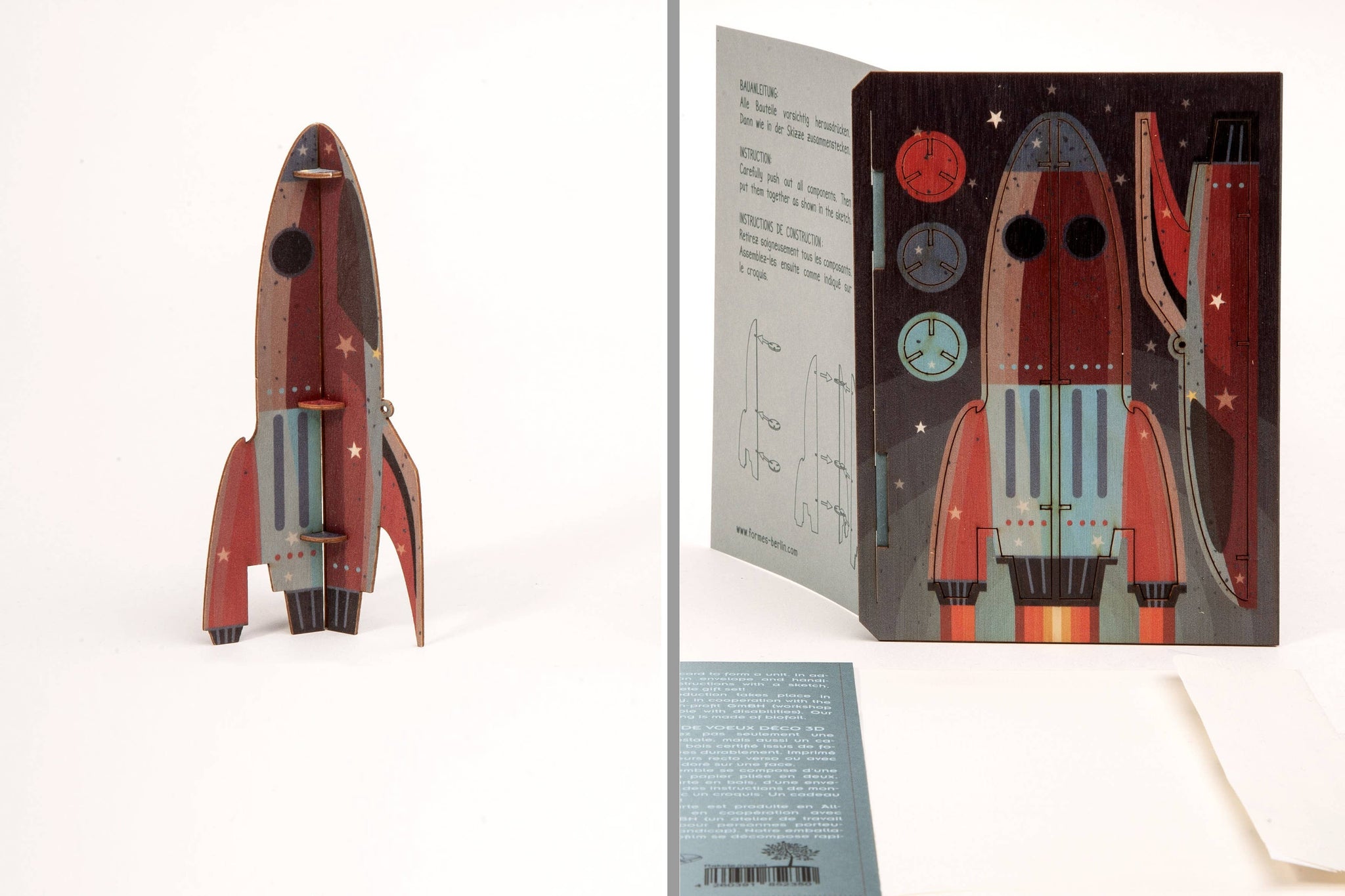 Rocket 3D decorative greeting card