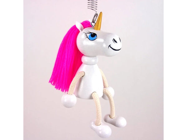Wooden Figure on a Spring - Unicorn