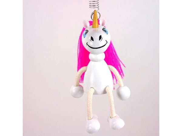 Wooden Figure on a Spring - Unicorn