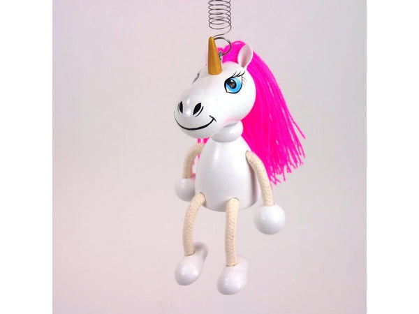 Wooden Figure on a Spring - Unicorn