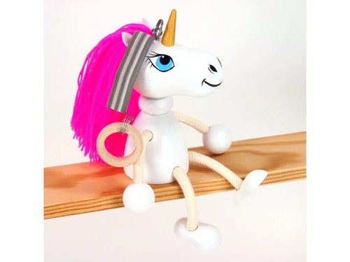 Wooden Figure on a Spring - Unicorn