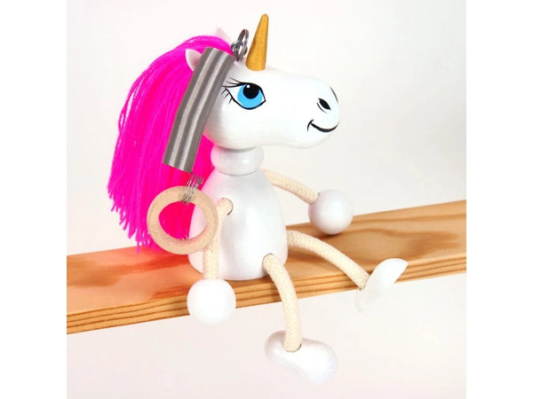 Wooden Figure on a Spring - Unicorn