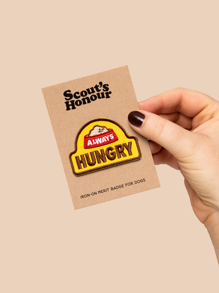 Always Hungry iron-on patch for pets