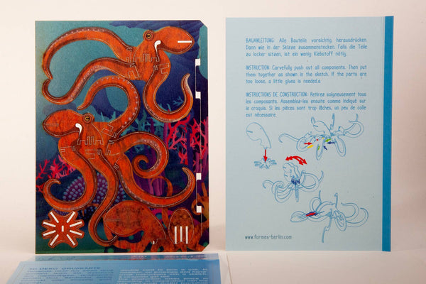 Octopus 3D decorative greeting card