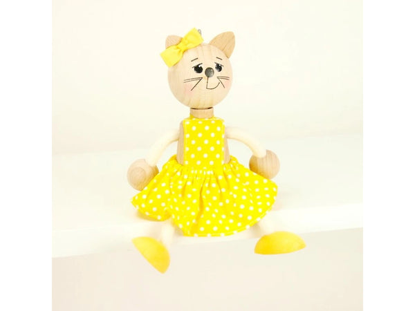 Wooden Figure on a Spring - Cat (choice of colour)