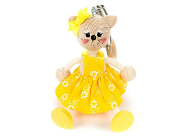 Wooden Figure on a Spring - Cat (choice of colour)