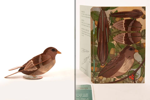 Sparrow 3D decorative greeting card