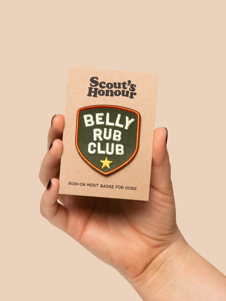 Belly Rub Club iron-on patch for pets