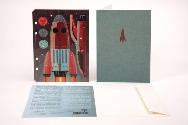 Rocket 3D decorative greeting card