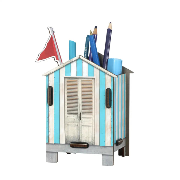 Beach house pen pet with blue stripes 