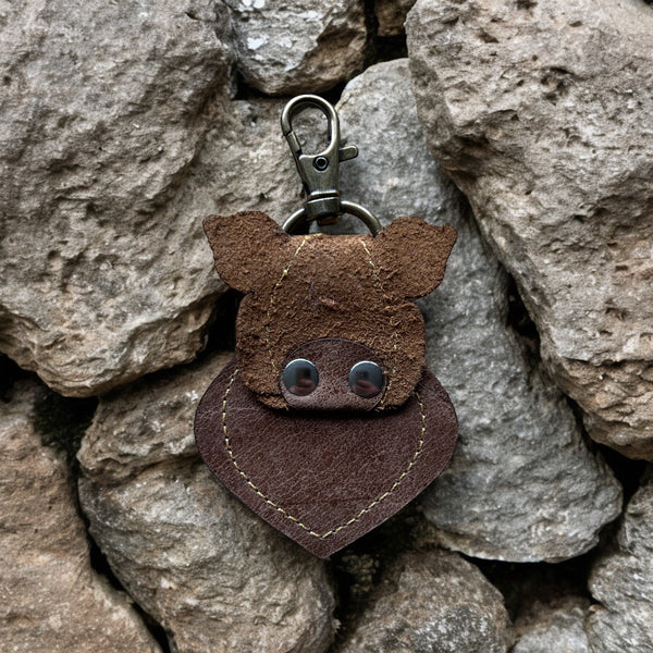 Recycled Leather Animal Head Keyring - Choice of Design