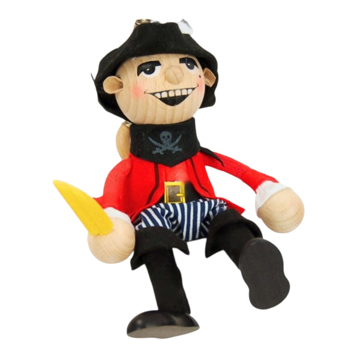 Wooden Figure on a Spring - Pirate (Red)