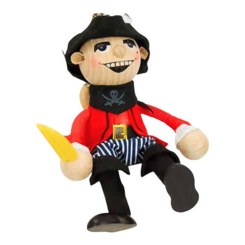 Wooden Figure on a Spring - Pirate (Red)