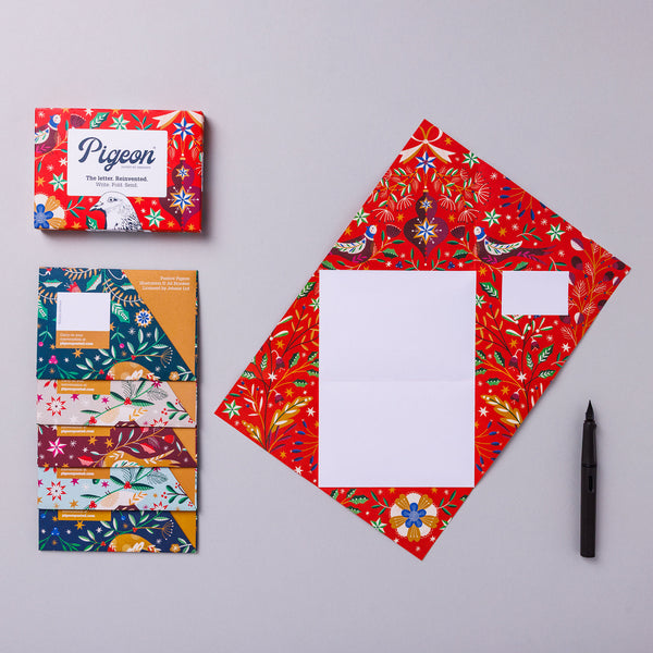 Festive Pigeon Letter Paper 6-pack