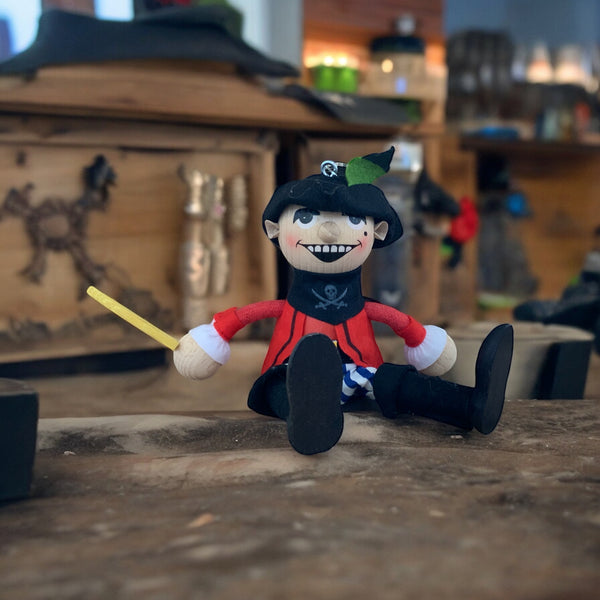 Wooden Figure on a Spring - Pirate (Red)