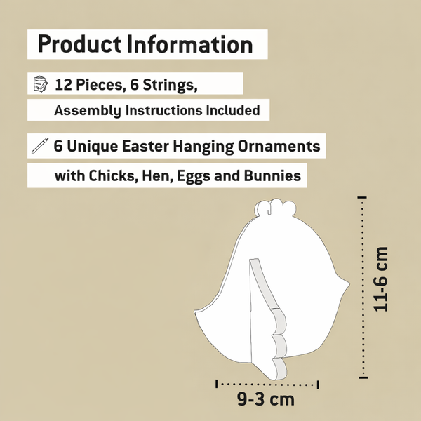 Hanging Wooden Easter Decorations (set of 6)