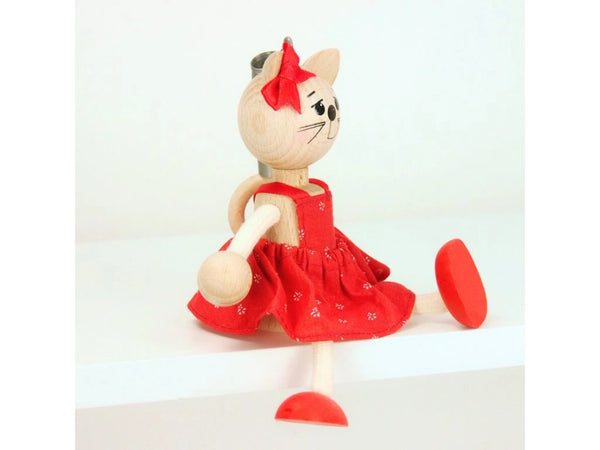 Wooden Figure on a Spring - Cat (choice of colour)