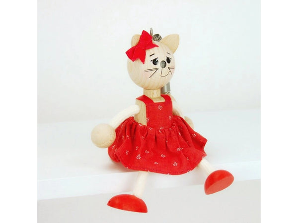 Wooden Figure on a Spring - Cat (choice of colour)