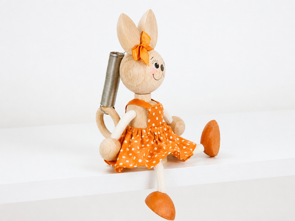 Wooden Figure on a Spring - Bunny (choice of colour)