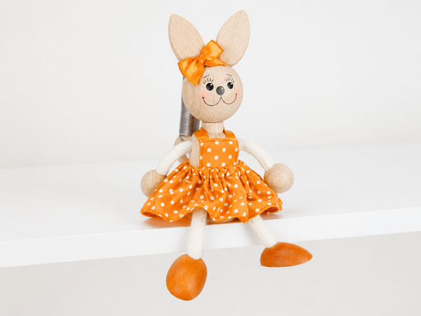Wooden Figure on a Spring - Bunny (choice of colour)