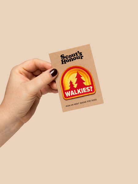 Walkies? iron-on patch for dogs