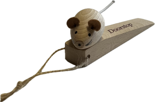 Natural Wooden Mouse Doorstop - Choice of style