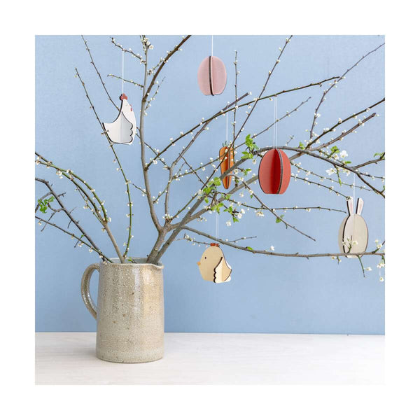 Hanging Wooden Easter Decorations (set of 6)