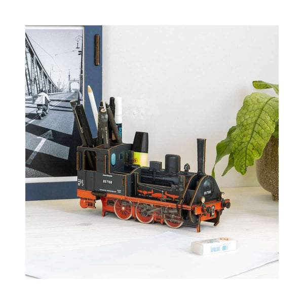 Red & Black Steam Train Pen Pot