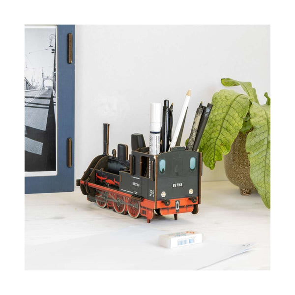 Red & Black Steam Train Pen Pot