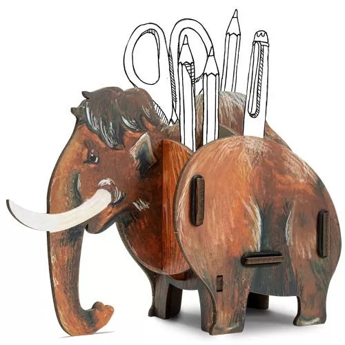 brown mammoth wooden pen pot on a white background