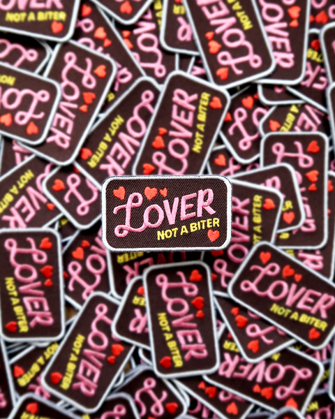 Lover not a Biter iron-on patch for pets