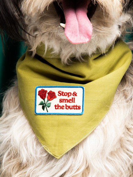 Stop & Smell The Butts iron-on patch for pets