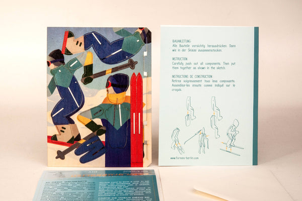 Skier 3D deco greeting card