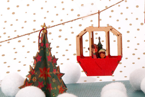 Cable Car 3D decorative greeting card