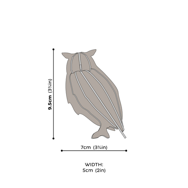 Owl 9.5cm Grey