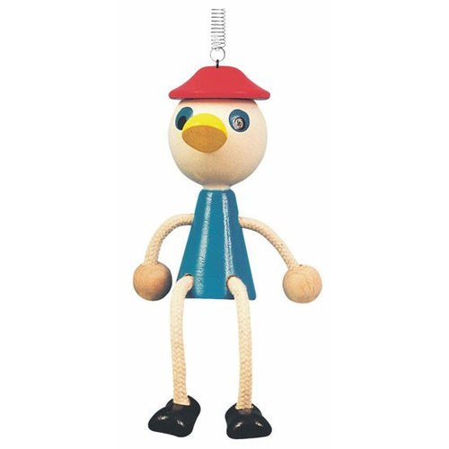 Wooden Figure on a Spring - Multi-coloured Duck