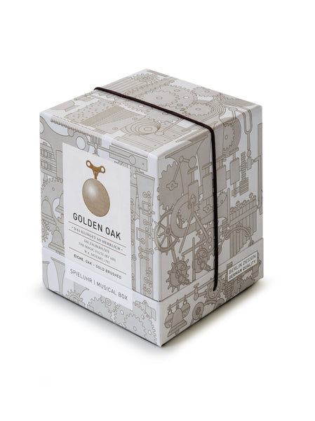 Golden Oak Music Box - Oak Wood Gold Brushed